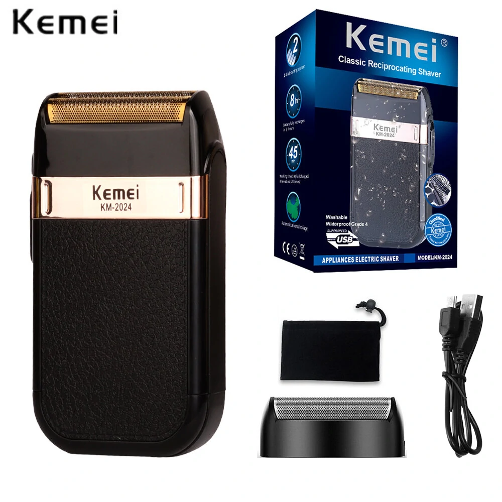 Kemei-Classic Rechargeable Electric Shaver for Men Versatile Grooming Tool with Twin Blade Safety Features Compact Design Ideal for Face Body Bikini Underarm Use (image for) Kemei-Classic Rechargeable Electric Shaver for Men Versatile Grooming Tool with Twin Blade Safety Features Compact Design Ideal for Face Body Bikini Underarm Use